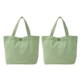 thumbnail image 1 of Unique Bargains Sac Fourre-Tout en Toile avec Poignée Sac à Main Réutilisable Sacs de Magasinage Vert Pâle Lot de 2, 1 of 5