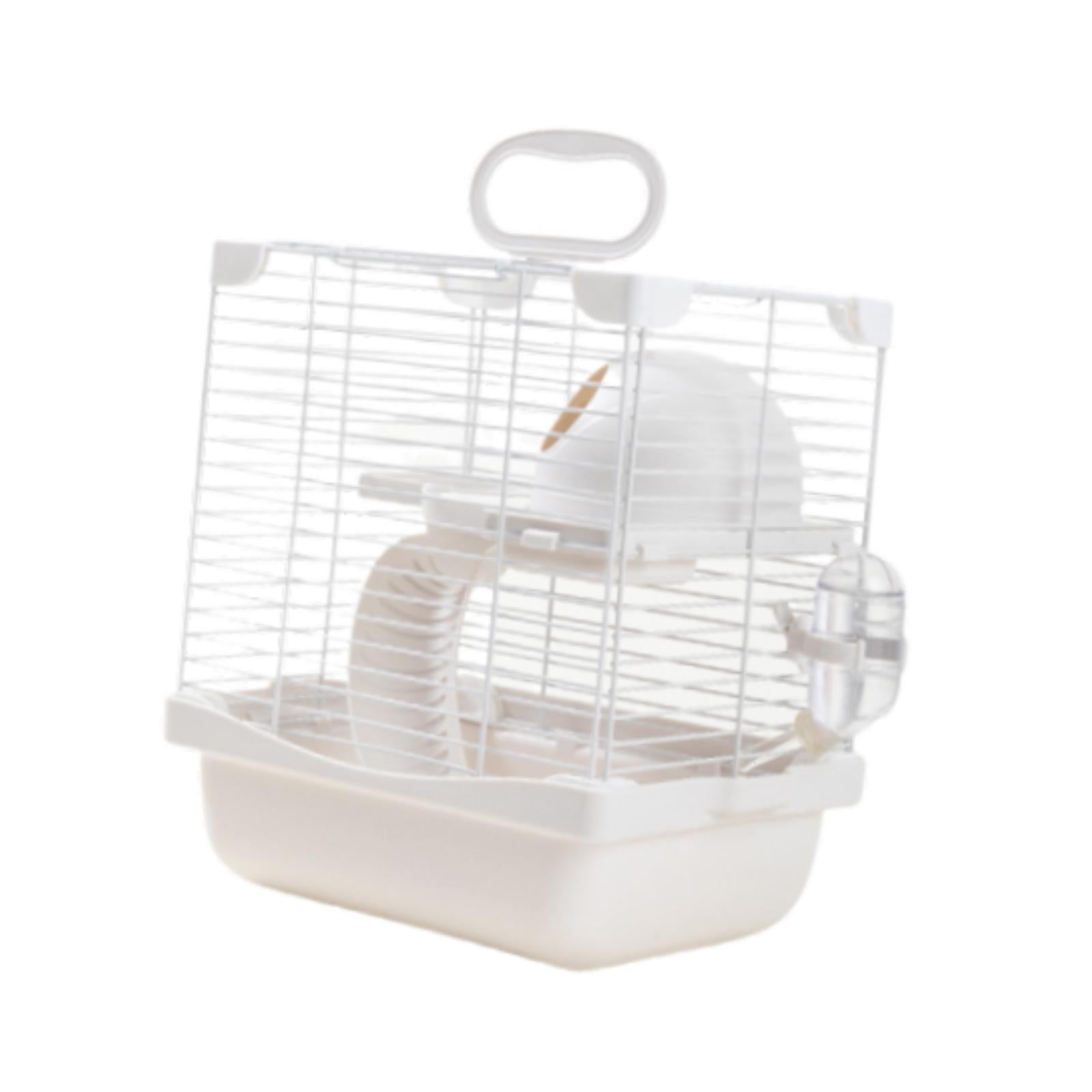 EHJRE 2 Tiers Hamster Cage Enclosure Portable for Mouse Rat with Water Bottle, Food Bowl High Chassis Design Versatile 7.4x9x11inch White