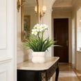 thumbnail image 5 of Flores artificiales con jarrón de cerámica para decoración del hogar, arreglo floral artificial para salón, escritorio, entrada, sin mantenimiento, 5 of 5