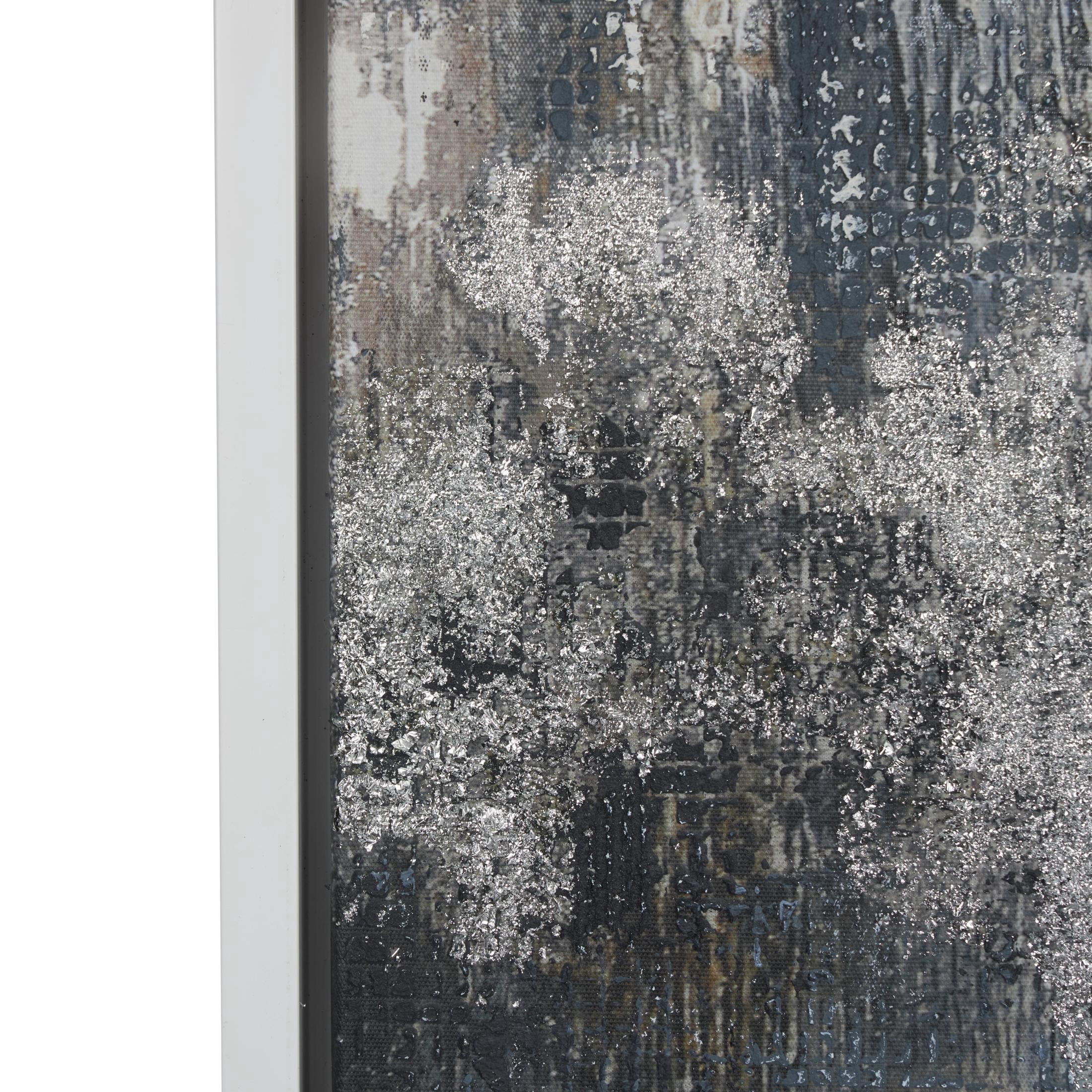47" x 59" Abstract Framed Wall Art with Silver Foil Accents, by DecMode