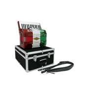 D'Luca Grand Piano Accordion 3 Switches 30 Keys 48 Bass with Case and Straps, Red, White, Green