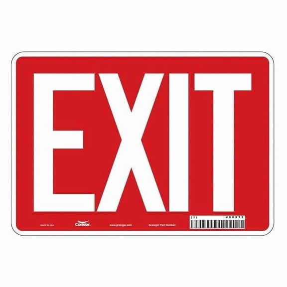 Condor Exit Sign, Aluminum, 10" W, 7" H, Exit, Red 486X32