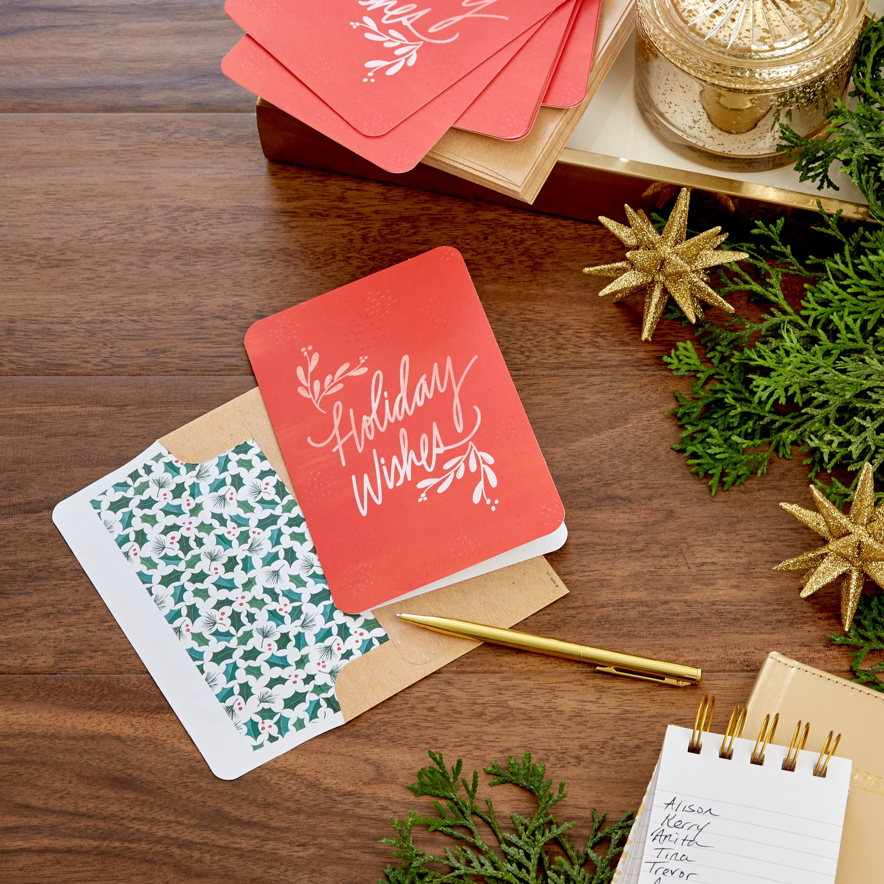Hallmark Boxed Holiday Greeting Cards, Holiday Wishes (16 Cards and 17 Envelopes)