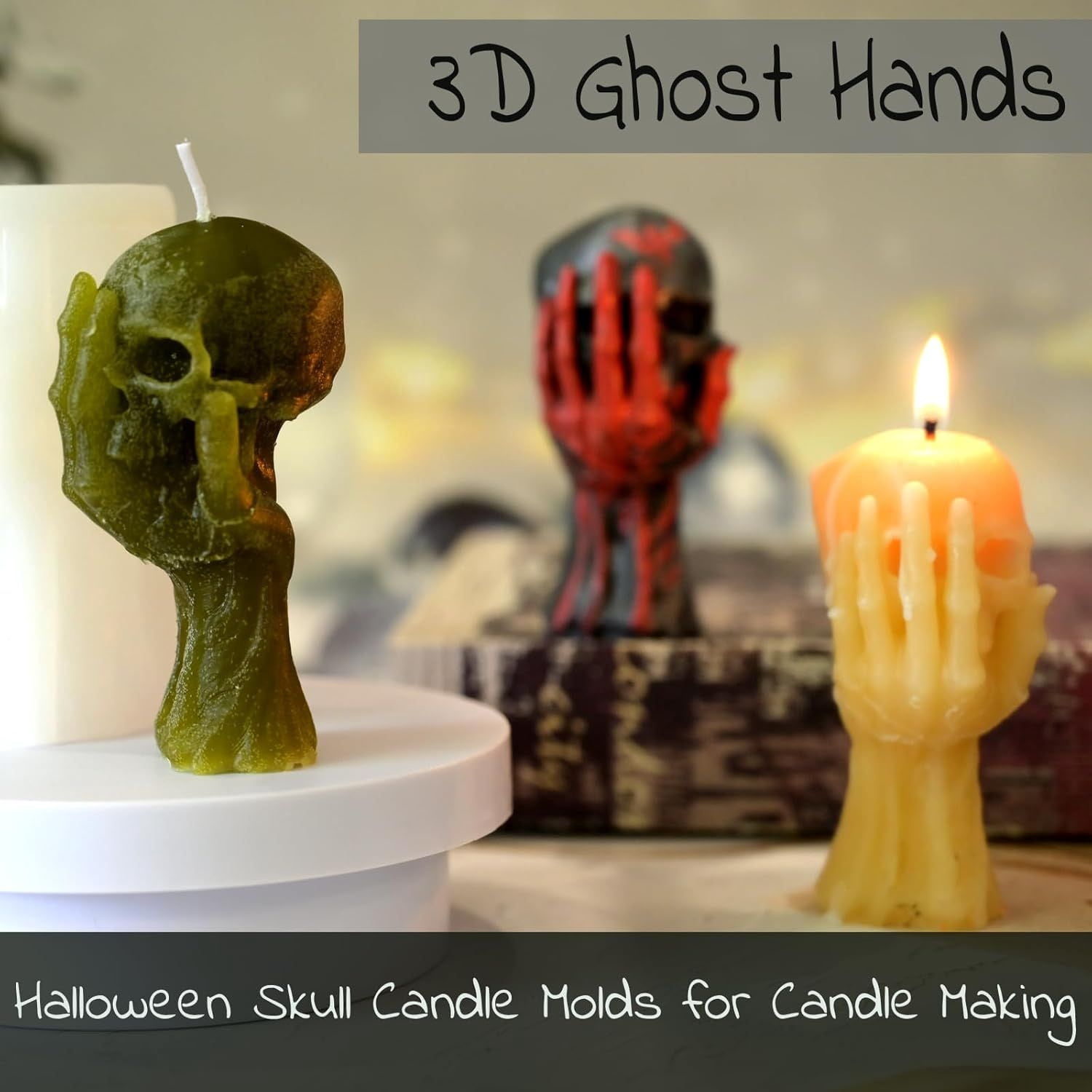 3D Skull Silicone Mold for Resin Candle Soap and Whiskey Ice Making