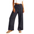 thumbnail image 2 of Stichou Linen Pants Women 2026 Summer Fashion Wide Leg High Waisted Palazzo Pant Boho Casual Drawstring Beach Lounge Trousers Dark Gray XL, 2 of 7