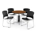 thumbnail image 3 of OFM Multi-Use Break Room Package, 36" Round Table with Plastic Stack Chairs, Cherry Finish with Metal Mesh Base and Wine Seats (PKG-BRK-027), 3 of 5