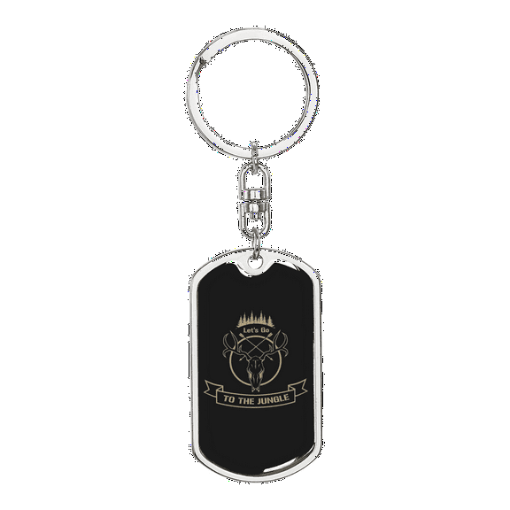 Lets Go To The Jungle Hunter'S Keychain Stainless Steel or 18k Gold Dog Tag Keyring