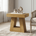 thumbnail image 3 of 24" Modern Side Table 2-Tier Narrow Wooden End Table Trapezoid Base Farmhouse Small Nightstand For Living Room Bedroom (Natural Wood 2-Piece Set), 3 of 10