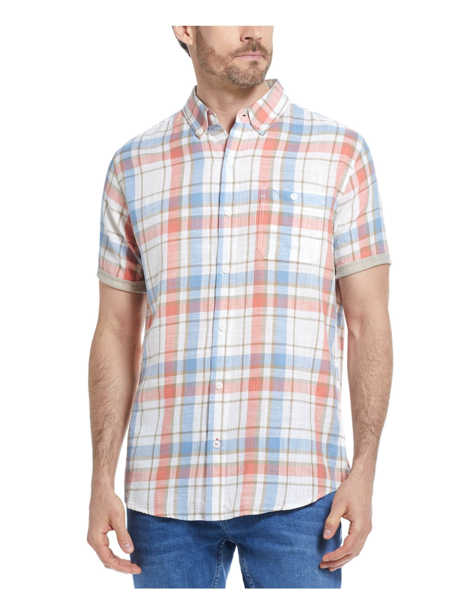 WEATHERPROOF VINTAGE Mens White Plaid 