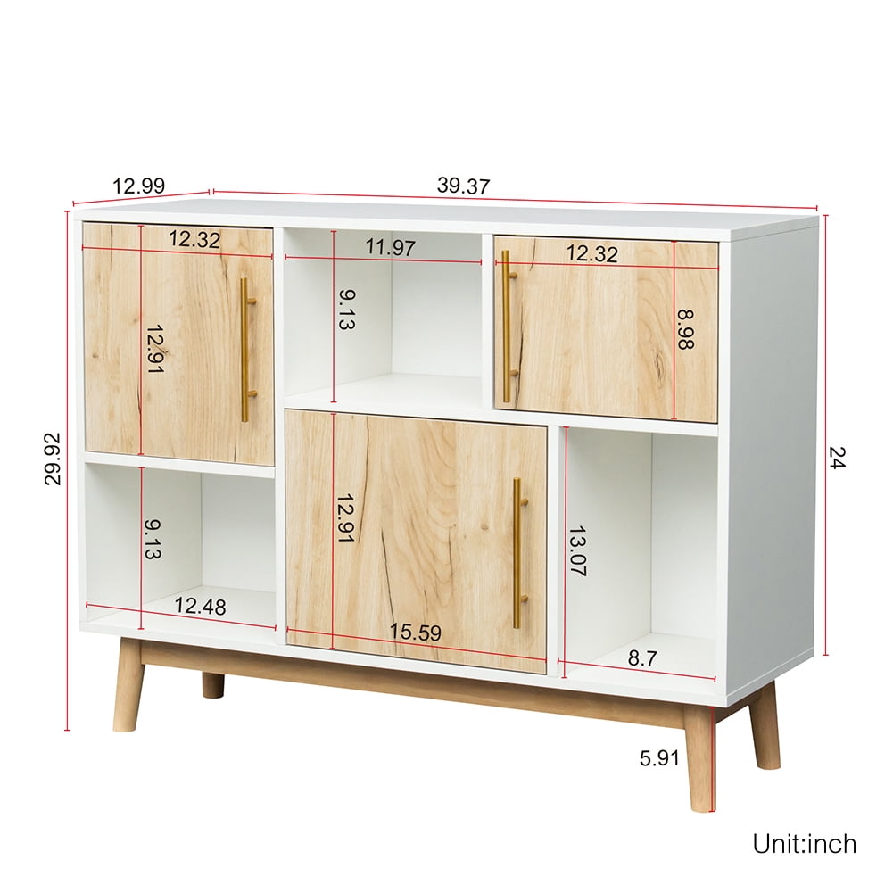 Kadyn Multi-purpose Storage Cabinet, Storage Sideboard Buffet Cabinet with Display Stand and Door, TV cabinet for Living Room, White+Oak Kadyn Multi-purpose Storage Cabinet, Storage Sideboard Buffet Cabinet with Display Stand and Door, TV cabinet for Living Room, White+Oak