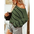 thumbnail image 4 of CUPSHE Women's Striped Sweaters Long Sleeve Boat Neck Colorblock Knitted Pullover Sweater Tops, Size L, 4 of 6