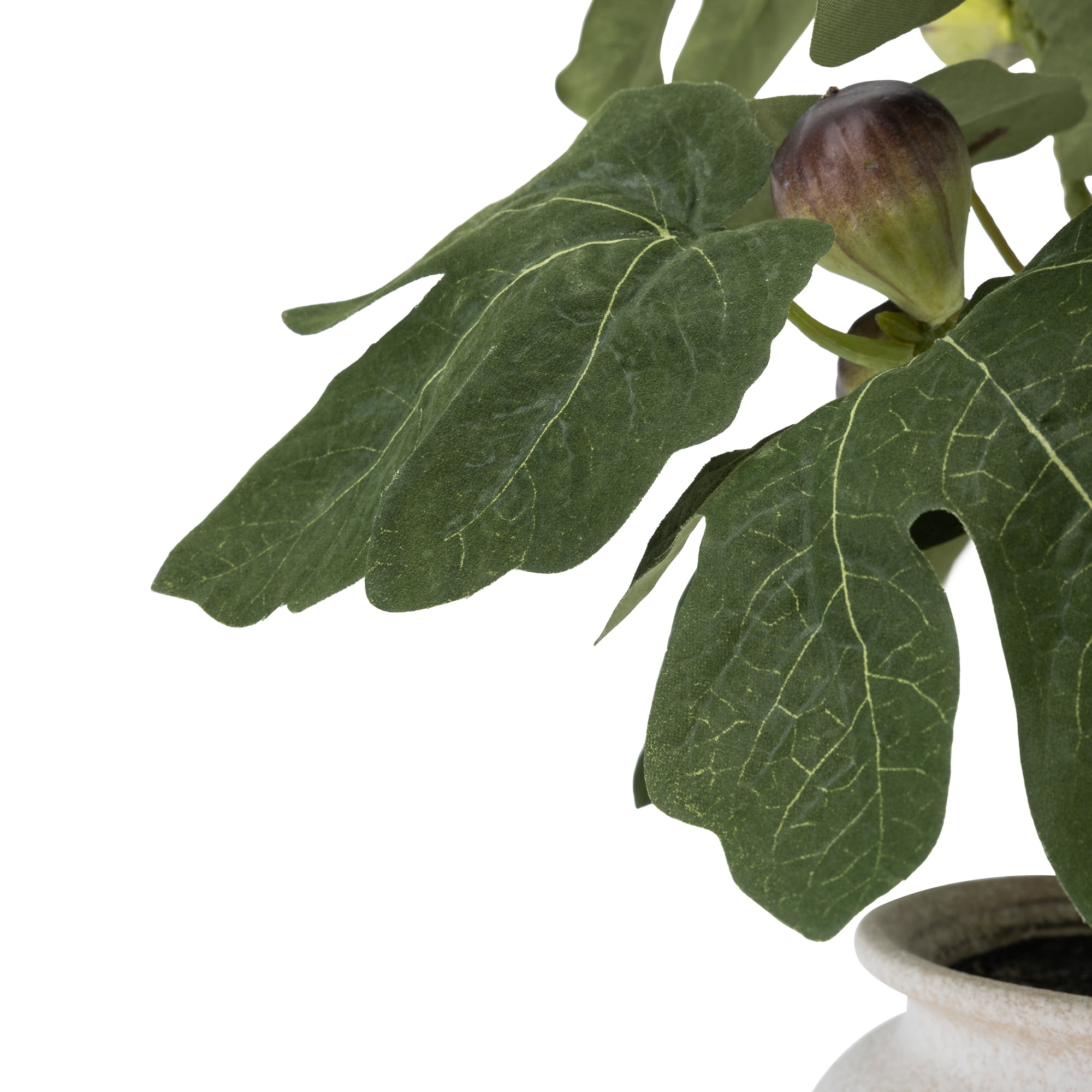 Better Homes & Gardens Artificial Fig Leaf in Tan Ceramic Vase, 13"