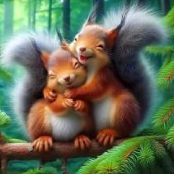 BYGFHLYW Diamond Art Painting Kits for Adults,Squirrels 5D Diamond Dots Kits for Beginner,Full Round Gem Art,Home Wall Decor 14x 14 in