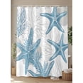 thumbnail image 4 of Ocean Beach Shower Curtain, Seashell Coral Starfish Waterproof Shower Curtain Set with 12 Hooks Lightweight Washable Fabric Shower Curtains for Bathroom 60x72 Inches, 4 of 6
