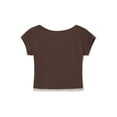 thumbnail image 6 of Biezeib Women's Lace Trim Cropped Tops Short Sleeve Sweetheart Neck Mini Bow Front Sweet Slim T-Shirt, 6 of 6