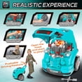 thumbnail image 4 of Qaba Mechanic Kids Truck Engine Toy Set, Car Service Playset, Engine Disassembly Play Workshop, 61 Pieces, Steering Wheel, Horn for 3-5 Years , Teal, 4 of 10