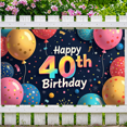 thumbnail image 4 of Happy 40th Birthday Banner Large Colorful Balloon Party Backdrop Decoration Celebration Outdoor Garden Event Photo Booth Props Background, 4 of 5