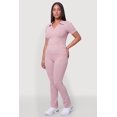 thumbnail image 3 of Women's Plus Size Compression Rib Johnny Collar Short Sleeve Top, 3 of 4