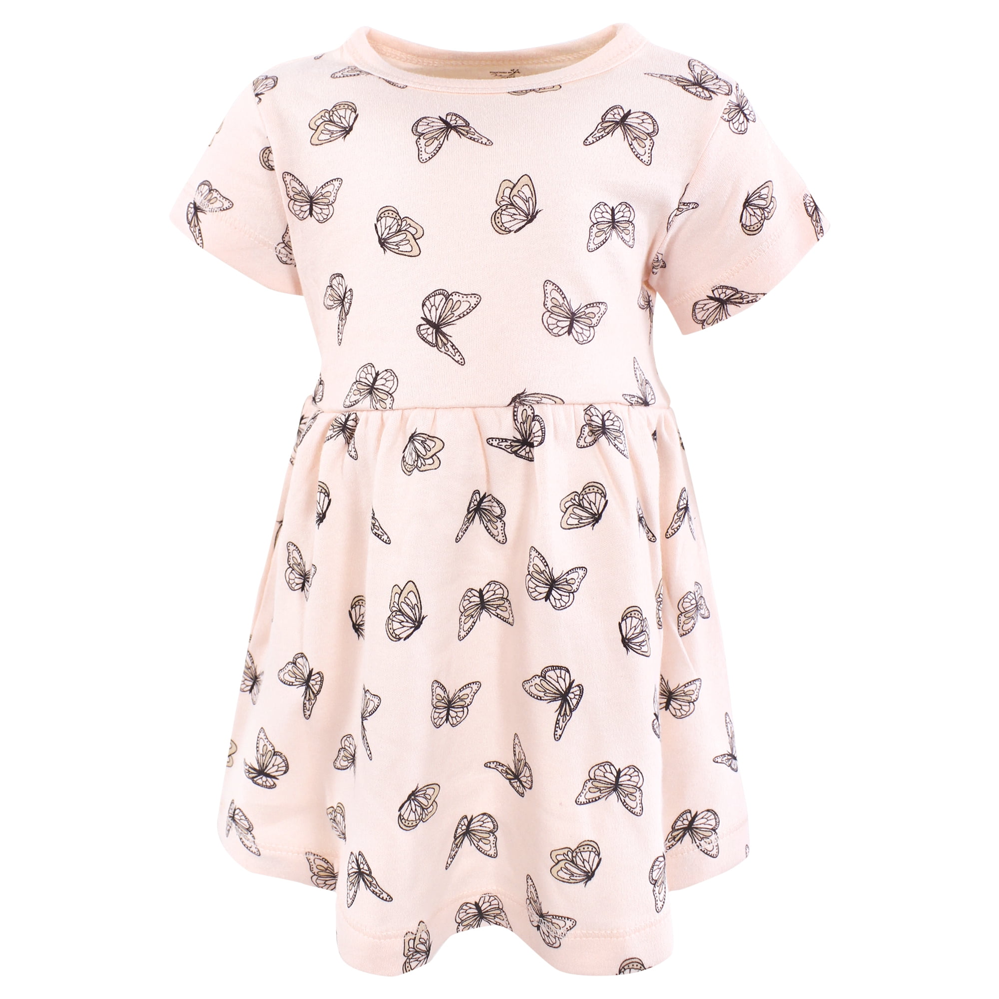 Touched by Nature Girls Organic Cotton Short-Sleeve Dresses, Soft Wildflower, 6-9 Months