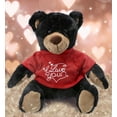 thumbnail image 4 of DolliBu I LOVE YOU Black Bear with Red Plaid Hoodie Plush- Cute Stuffed Animal with Red Shirt For Valentine, Anniversary, Romantic Date, Boyfriend, Girlfriend Gift - 10 Inches, 4 of 6
