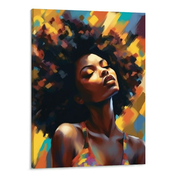 ONETECH African American Woman Wall Art Black Art Poster Graffiti Canvas Painting Picture for Living Room 16x20