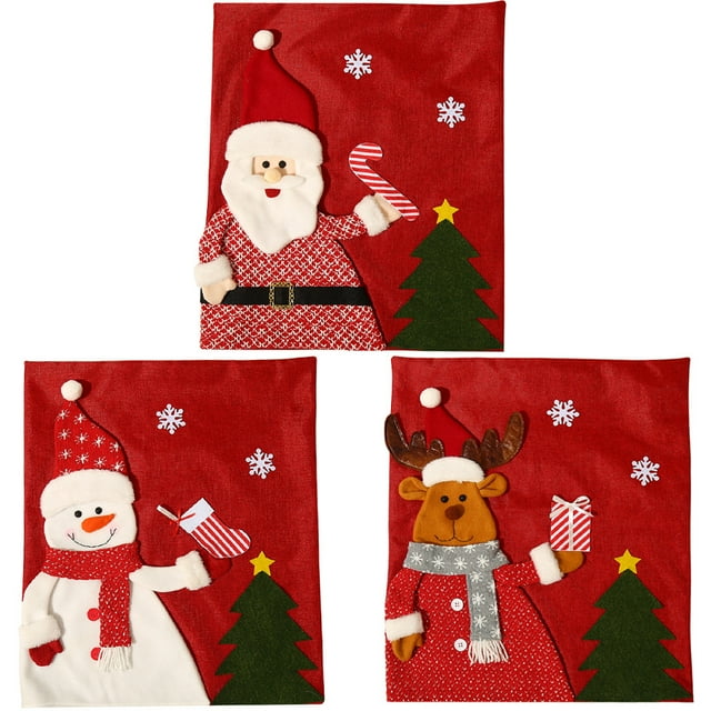Fundas Traseras para Sillas de Navidad ZHAOCHENG Papá Noel Reno Muñeco de Nieve