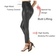 thumbnail image 6 of UHYARE Women Stretchy High Waisted Pants Regular & Plus Size Faux Leather Leggings(Black,S), 6 of 6