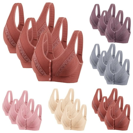 Fesfesfes Bras for Women Wireless 3PC Women s No Steel Ring Lactation Bra Back Adjustment Yoga Running Bra