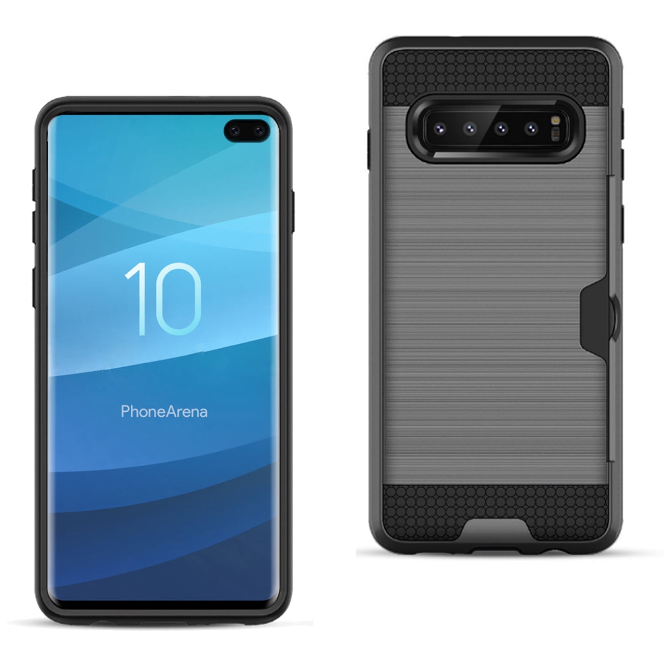 Samsung Galaxy S10 Plus Slim Armor Hybrid Case With Card Holder In Gray