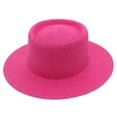 thumbnail image 5 of Dome French Top Hat, Classic Straw Boater Hat for Women, Elegant Wedding Ceremony Hat with Grosgrain Ribbon, Summer Garden Party and Church Hat-Hot Pink, 5 of 5