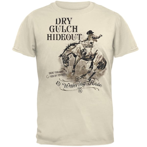 Dry Gultch Hideout and Watering Hole Mens T Shirt Natural SM