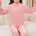 thumbnail image 6 of WRKEKC Girls Thermal Underwear Set 2-14 Years Mock Neck Fleece-Lined Solid Color Top and Pants Warm Winter Set, 6 of 6