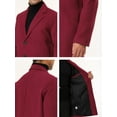 thumbnail image 6 of Unique Bargains Men's Slim Fit Notched Lapel Single Breasted Mid Length Overcoat L Burgundy, 6 of 6