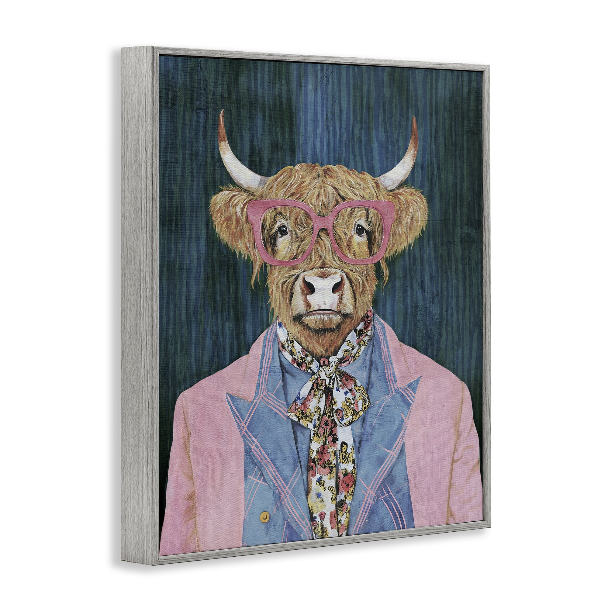 Stupell Industries Gentle Bull Portrait Gray Framed Giclee Art, design by Svetlana Aleynikova