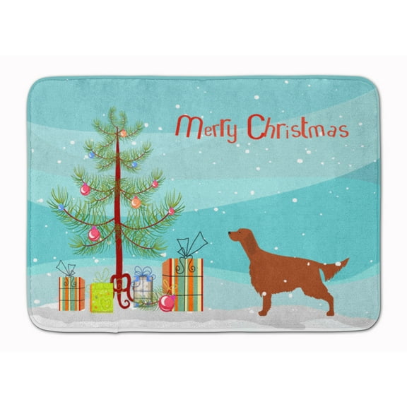 Irish Setter Merry Christmas Tree Machine Washable Memory Foam Mat