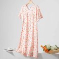 thumbnail image 2 of Tnhcen Women's Lightweight Cotton Dress – Summer Crew Neck Short Sleeve Long Sleepwear Vibrant Flower Pattern Nightdress Free Size for All Sizes, 2 of 3