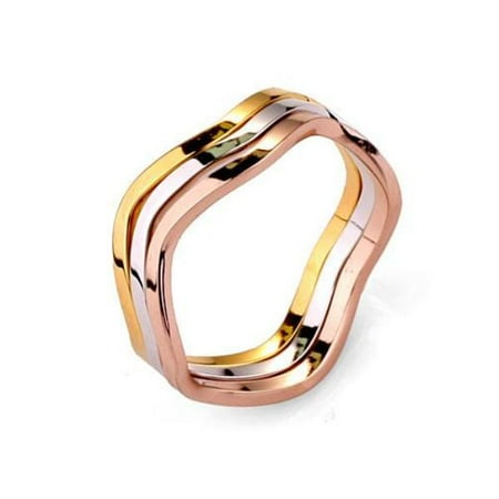 Five Gemstone Stack Rings - ON SALE - Wavy Tri-Color Stack Rings 5