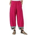 thumbnail image 1 of Women Fashion Light Linen Pants Women with Zipper Pockets Women Elastic Drawstring Running Pants for Women plus Size Women Short Dress Pants Wide Pants And Striped Leg Warmers Womens plus Pants Women, 1 of 2