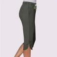 thumbnail image 4 of VV AVEORS Capri Pants For Women Split Side High Waist Casual Athletic Knee Length Summer Pants Casual Sweatpants With Pockets Dark Gray 2XL, 4 of 7