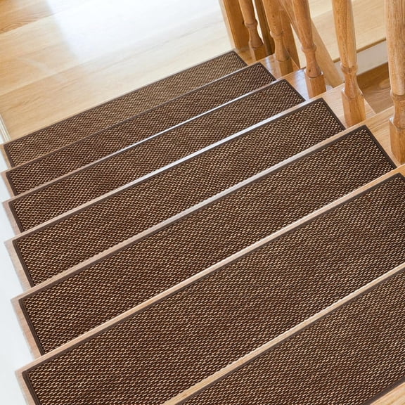 Stair Treads Non Slip for Wooden Steps Indoor 9" x 36" 4 Pack Extra Wide Stair Tread Carpet Stairs Runner, Step Pads with Adhesive for Dogs Elders, Machine Washable, Brown