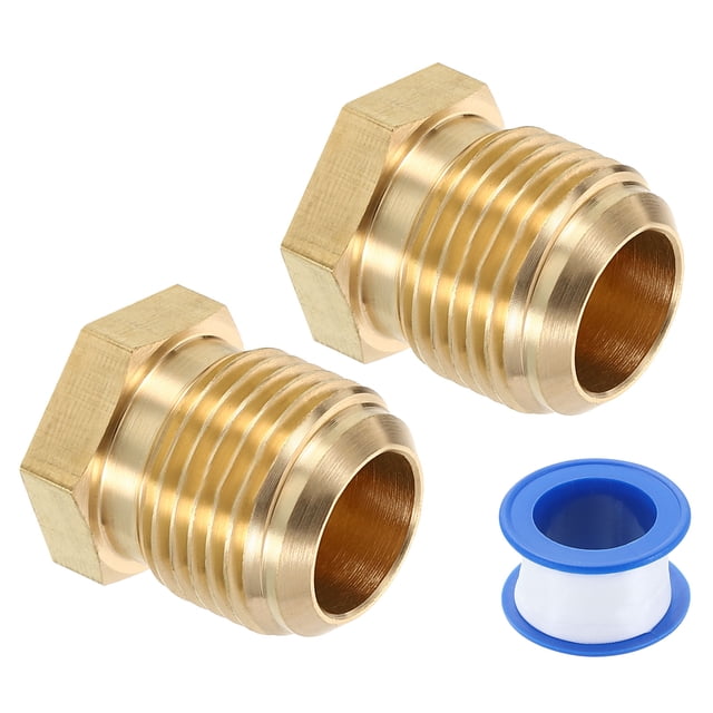 2Pack Tapones de Flare de Latón de 5/8" OD, Rosca Masculina 7/8"-14 UNF para Accesorios de Tubo SAE