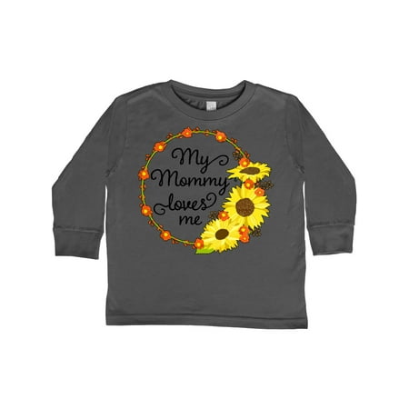 

Inktastic My Mommy Loves Me with Sunflower Wreath Gift Toddler Boy or Toddler Girl Long Sleeve T-Shirt