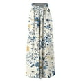 thumbnail image 4 of dGslk Women's Bohemian Wide Leg Floral Print Pants, High Waist Elastic Drawstring Casual Loose Summer Beach Trousers YX, 4 of 7