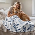 thumbnail image 5 of Farm Navy Blue Leaves Fleece Throw Blanket Lightweight Country Style Leaf Botanical Floral Fuzzy Flannel Throws Super Soft Cozy Flannel Blanket for Couch, Sofa, Bed, Travel 50"x80", 5 of 9
