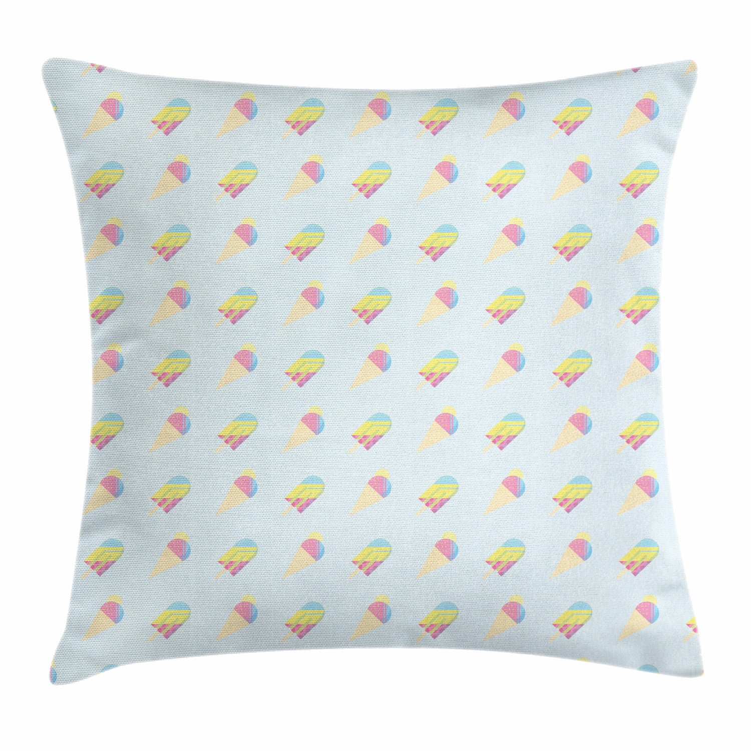 Ice Cream Throw Pillow Cushion Cover, Pastel Colored Hipster Pattern