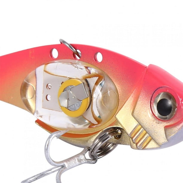 Qiilu Fish-shape Treble Hook Fishing Lure LED Light Underwater