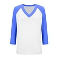thumbnail image 6 of Womens V Neck T Shirt, 3/4 Sleeve Shirts for Women Fall Plus Size Casual Color Patchwork Raglan Sleeve Tees Tops, 6 of 6