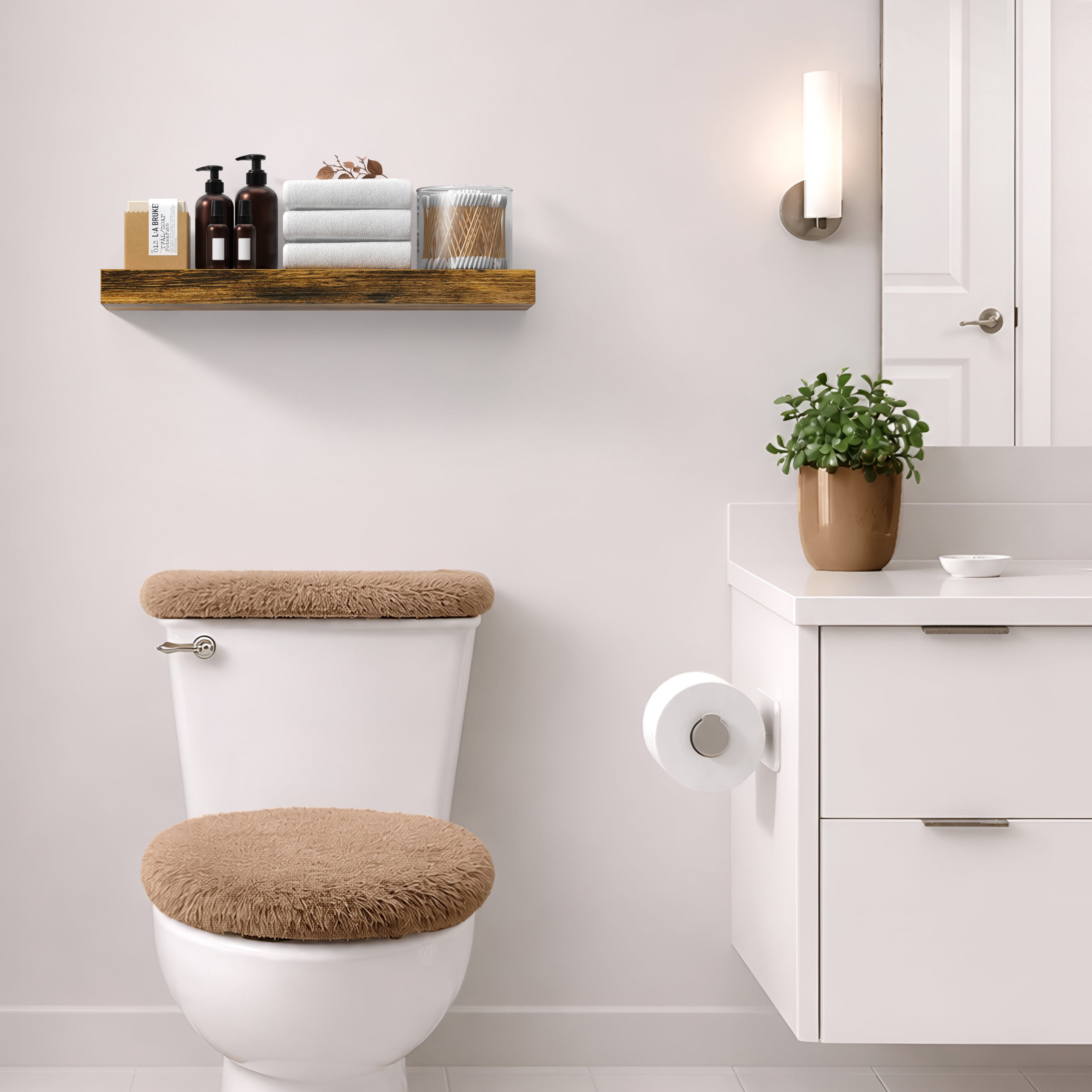 Sorbus 24" Floating Wall Shelf, Brown, Invisible Brackets, Bathroom, Bedroom & Home Decor