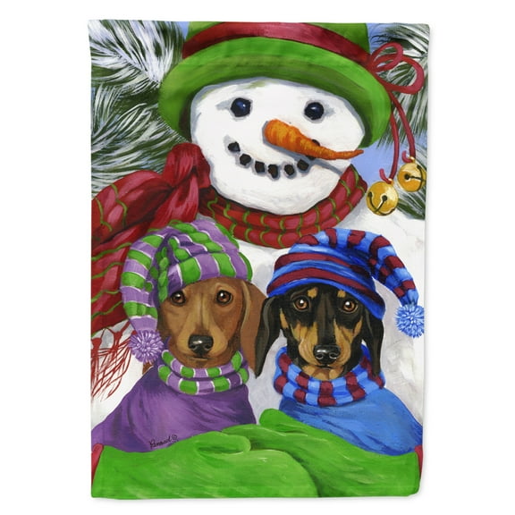 Carolines Treasures PPP3081GF Dachshund Christmas Frosty and Company Flag Garden Size  Small multicolor