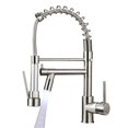 thumbnail image 1 of Aimadi Grifo De Cocina Comercial Con Rociador Monomando Rociador Desplegable Grifo De Fregadero De Cocina Con Luz Led Dos Caño Níquel Cepillado, 1 of 5